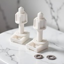 2Pcs White Universal Plastic Toilet Seat Screws and Nuts with Rubber Washers, Hinge Bolts Screws Hinges Replacement Parts Bathroom Fixtures Toilet Parts