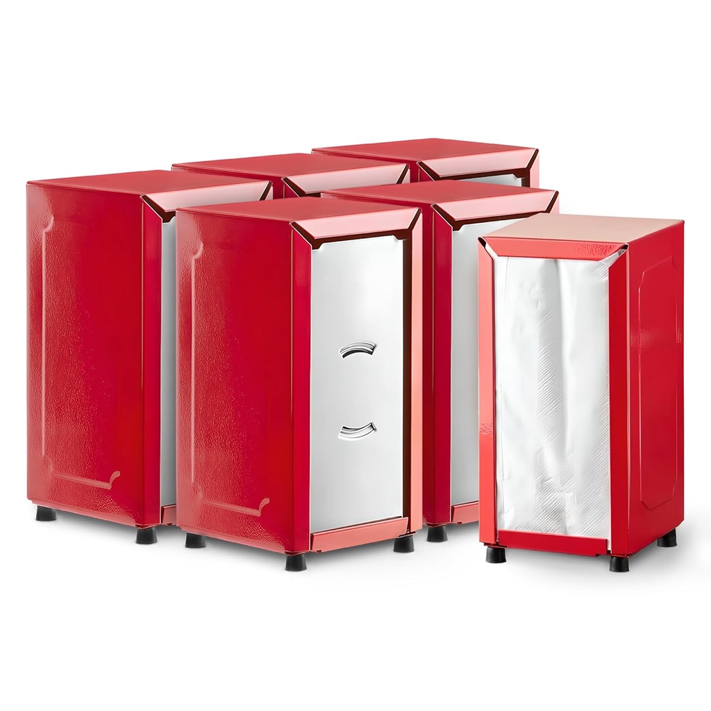 OCS Parts 6-Pack Tall-Fold Two-Sided Napkin Dispenser | Red | Holds 150 Tall Fold Napkins | for Home Dining Room Tables, Kitchens, Restaurants, Food Trucks and Delis