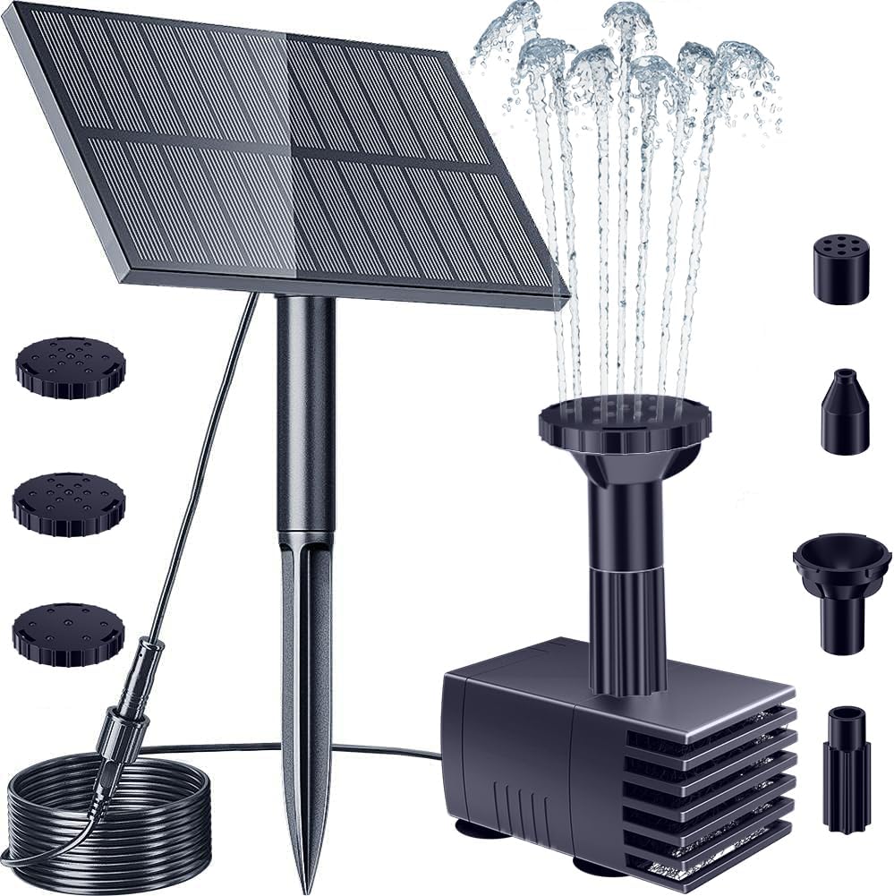 Biling Solar Water Pump Outdoor, Upgraded Solar Fountain Pump Kit with Stake, Solar Powered Water Pump for Bird Bath, Garden, Backyard, Pool, Fish Tank