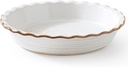 Frewinky Ceramic Pie Pan for Baking, 9 inch Pie Dish with Ruffled Edge, Nonstick Deep Pie Plate, Farmhouse Decor Quiche Tart Baking Dish for Thanksgiving, Microwave & Oven Safe, Set of 1