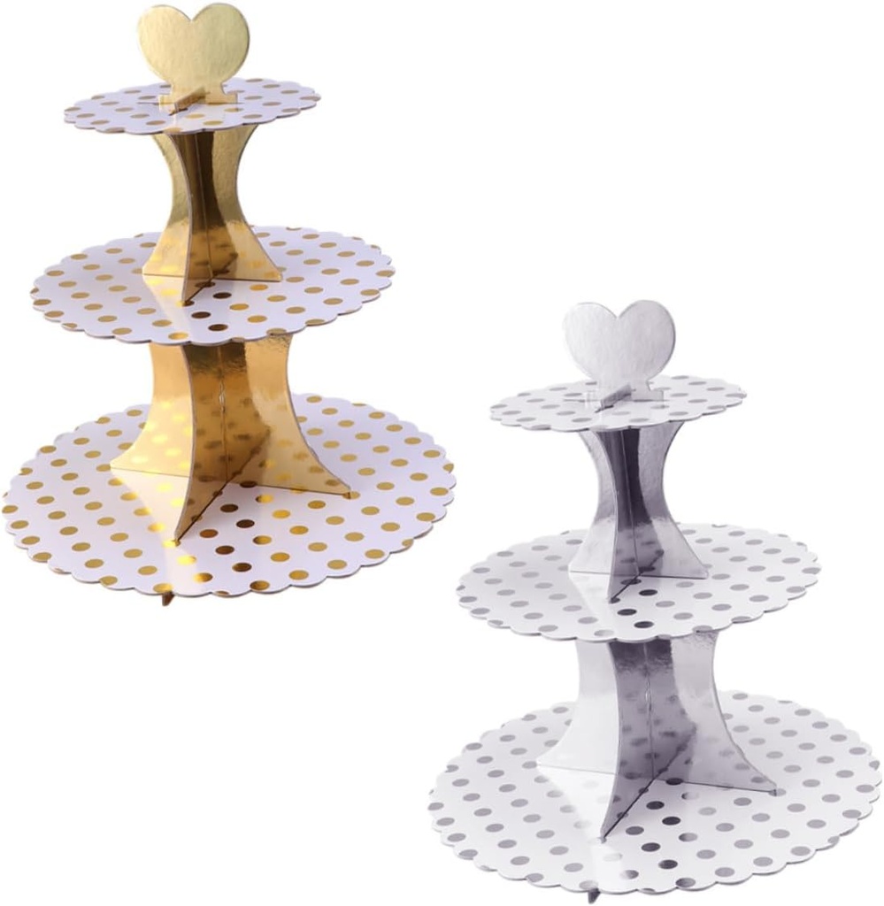 2pcs Cake Stand Combination for Cupcakes and Desserts Party Wedding Decor