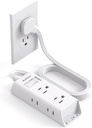 Cruise Essentials - Flat Plug Power Strip, Addtam 5 ft Ultra Flat Extension Cord with 6 Outlets Extender, No Surge Protector for Cruise Ship, Travel, Dorm, Home Office, ETL Listed