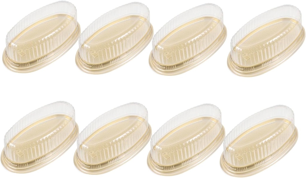 Ciieeo 10pcs Transparent Oval Cake Packing Containers Yellow Plastic Food Grade Cake Boxes for Party Favors Shower Birthday Wedding Treats and Takeaway Snacks