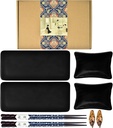 Artcome 8 Piece Japanese Style Ceramic Sushi Plate Dinnerware Set with 2 Sushi Plates, 2 Sauce Dishes, 2 Pairs of Chopsticks, 2 Chopsticks Holders