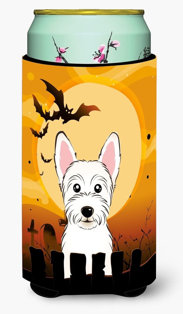 Caroline's Treasures BB1784TBC Halloween Westie Tall Boy Hugger Can Cooler Sleeve Hugger Machine Washable Drink Sleeve Hugger Collapsible Insulator Beverage Insulated Holder