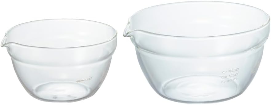 HARIO KB-1318-2P Single Mouth Bowl, Heat Resistant Glass, Set of 2, 6.8 fl oz (200 mL) / 400 ml, Microwave, Oven, Dishwasher Safe, Transparent, Made in Japan