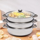 Xuthusman 3-Tier Steamer Cooker Steam Pot Food Cooking Hot Pot with Lid Stainless Steel Cookware(7.87 * 11.81 * 11.81 inch)