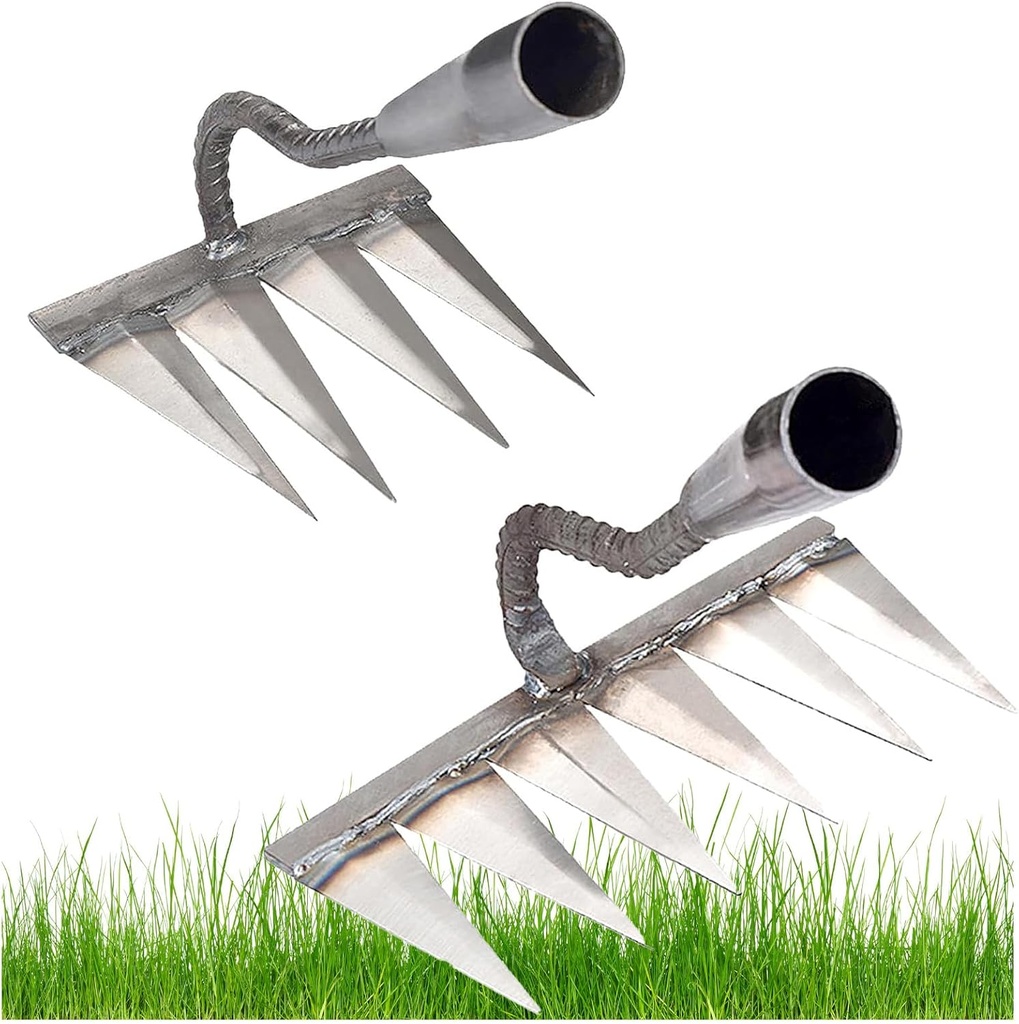 Iron Rake,4 Tines and 6 Tines Weeding Rake Tool,Carbon Garden Hand Rake Heavy Duty Weeding Rake Iron Hoe Rake,for Backyard Gardening Weeding Loosening Farm Planting.