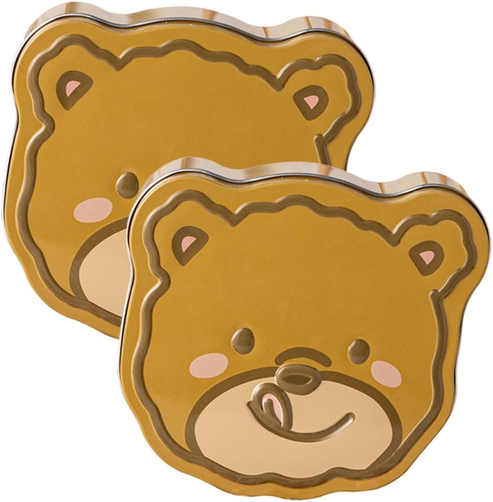2pcs Bear Candy Jar Tinplate Treat Boxes Decorative Cookie Storage Container