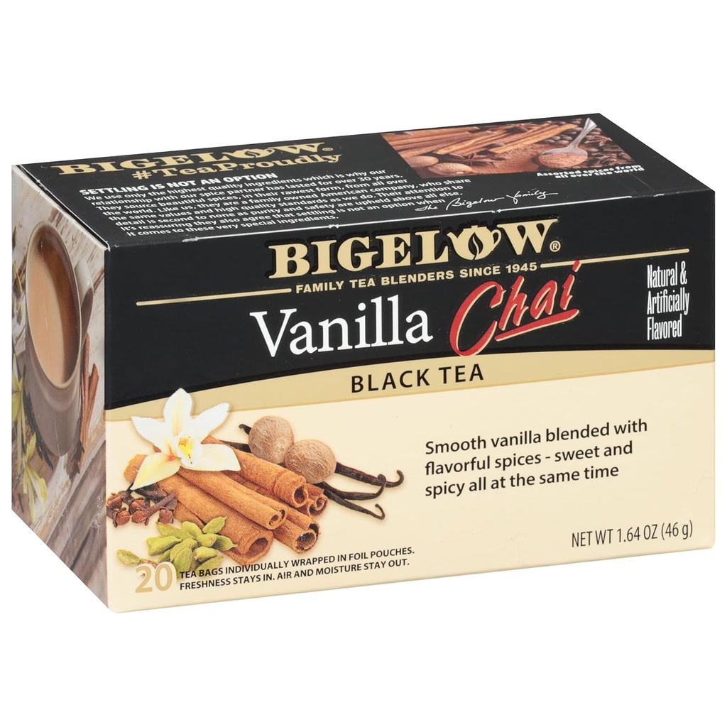 Bigelow Vanilla Chai Black Tea Bags, 20 count (Pack of 6)