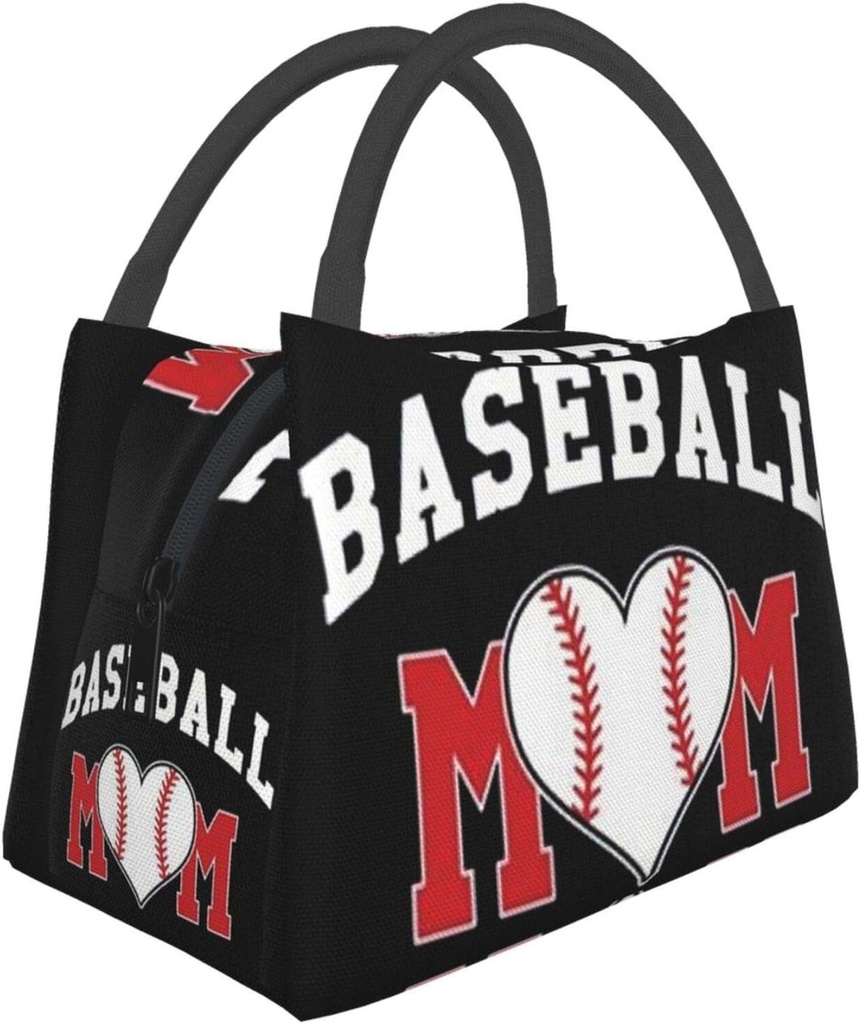 Baseball Mom Insulated Lunch Box Cooler Tote Bag Organizer Bag For Women
