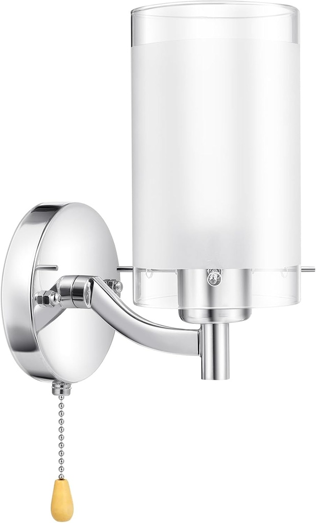 Glass Wall Lamps: Lights Fixture with Pull Chain Switch, Bedroom Vanity Light, Wall Lights for Hallway,Tearoom, Bathroom (E27)