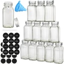 DkOvn 12pcs Glass Spice Jars, 4oz Empty Spice Jars with Metal Caps, Labels, Shaker Lids, Collapsible Funnel, Chalk Pen, Seasoning Organizer for Spice Rack