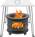 Outdoors Fire Pit Heat Deflector, Stainless Steel Fire Pit Cover Outdoors Heat Deflector to Push Heats Down and Out with Foldable Legs, Square Burner Cover for Outdoor Indoor Picnics