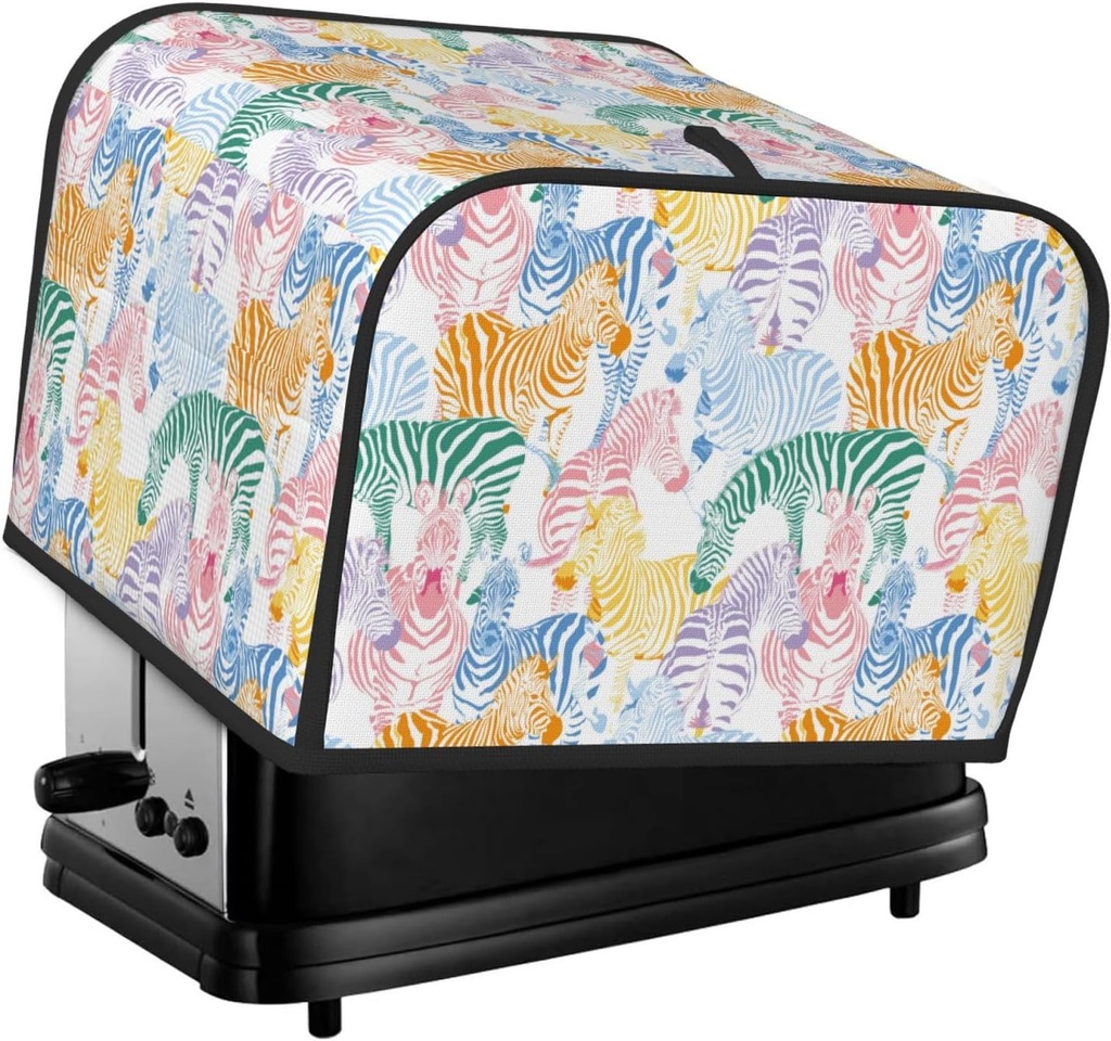 Oven Cover Kitchen Bread Machine Protector,4 Slice Toaster Cover For Home,Fingerprint Coaster Cover,Kitchen Small Appliance,Zebra Colourful