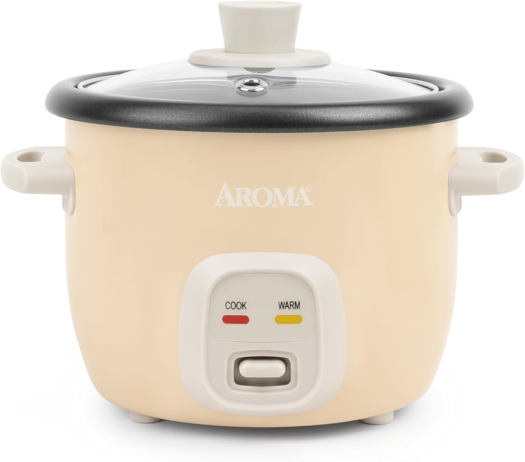 AROMA® Mini Rice Cooker, 2-Cup (Uncooked) / 4-Cup (Cooked), Grain Cooker, Soup Maker, Oatmeal Cooker, Auto Keep Warm, 1 Qt, Milk Tea color