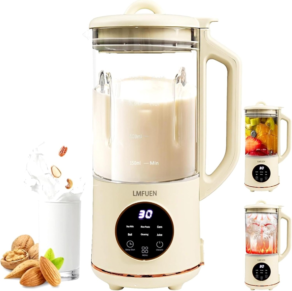 Automatic Nut Milk Maker,Blender for Kitchen 40oz Cold Drinks,27oz Hot Drinks,Soy Milk Maker,Rice Paste,Juice,Baby Food Hot Blender,Corn,Crushing Ice,Delay Start/Keep Warm/Boil Water