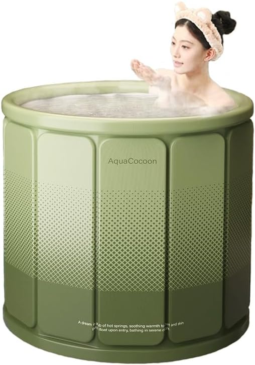 jessie Portable Foldable Bathtub for Adults PVC SPA Soaking Standing Bath Tub for Shower Stall, Freestanding Non-Inflatable Hot Ice Bath Tub with Thickened Thermal Foam to Keep Temperature