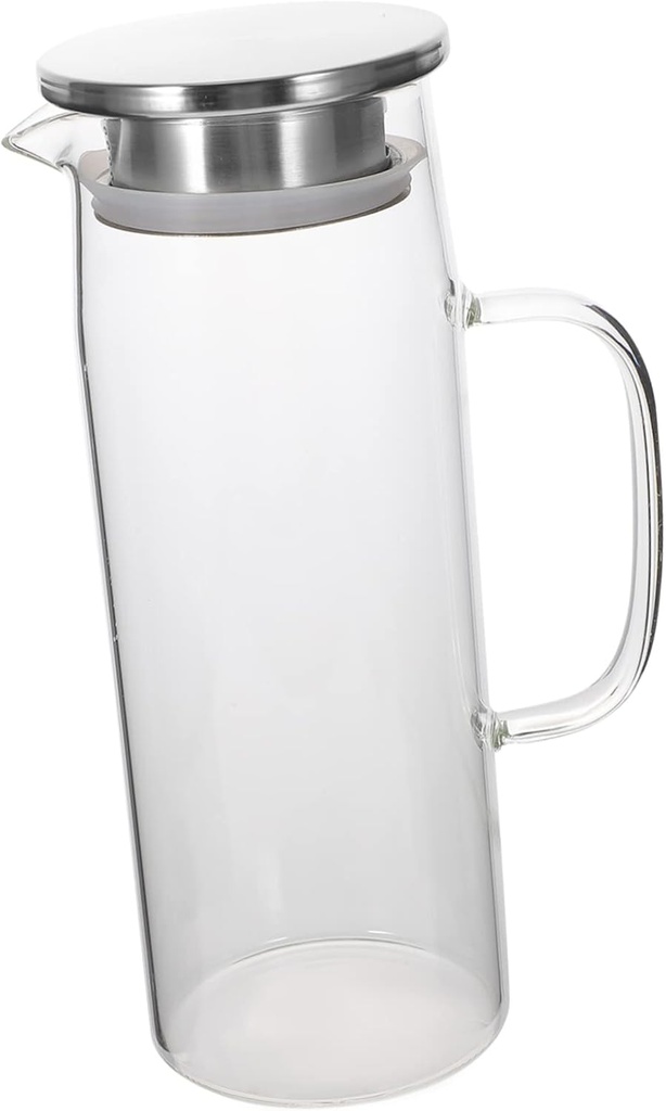 Mikinona Glass Cold Kettle Iced Tea Pitcher Lid Easy Clean Heat Resistant Teapot Infuser Office Home Tea Kettle Random Style