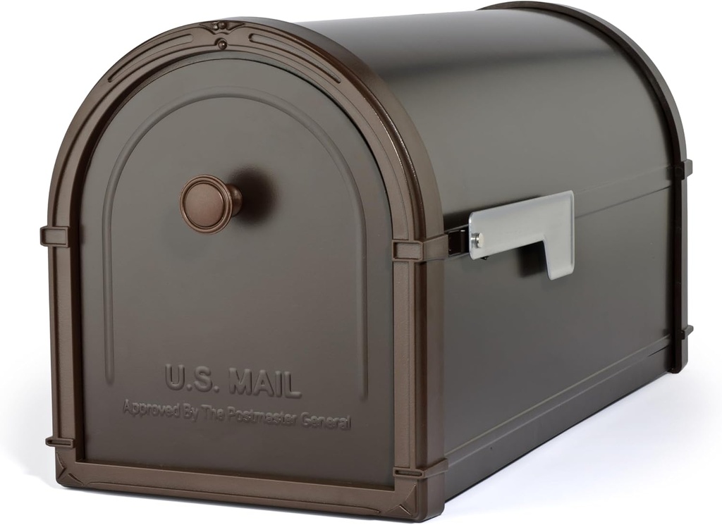 Architectural Mailboxes Bellevue Galvanized Steel Post Mount Mailbox, Compatibility Code G, 5591RZ-10, Rubbed Bronze, Large Capacity