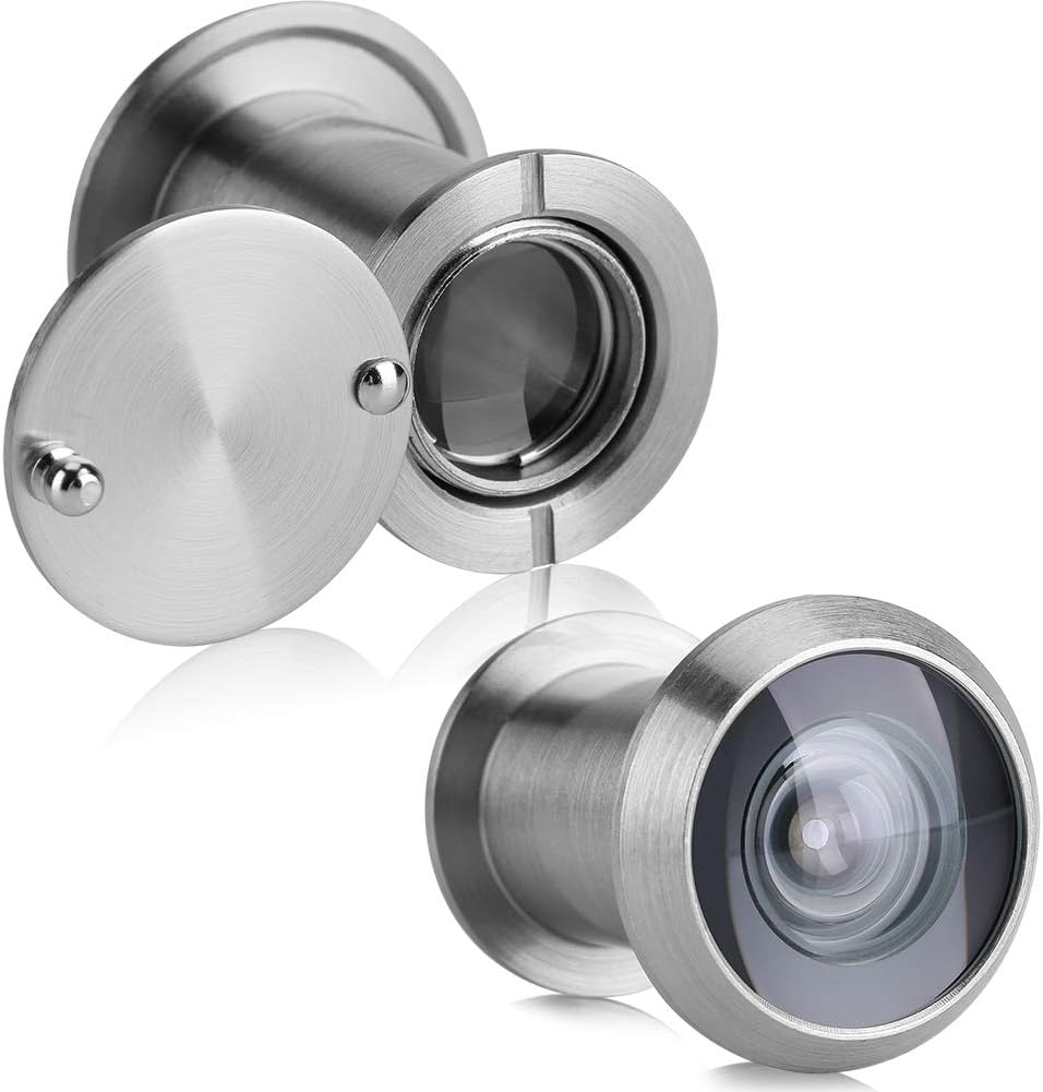 Door Viewer,Advanced Door Viewer Solid Brass 220 Degree Door Viewer with Heavy Duty Privacy Cover Enhanced Security Door with Clear and Wide Angle Vision Viewer for Angle Door(Sliver)