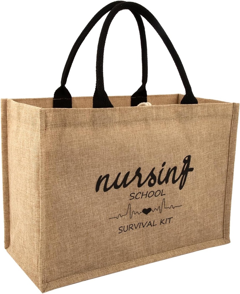 Degpum Nurse Tote Bag Burlap Tote Bag for Thank You Nurse Gifts Reusable Bags with Handles for DIY Wedding Shopping Travel Party Gifts Handbag