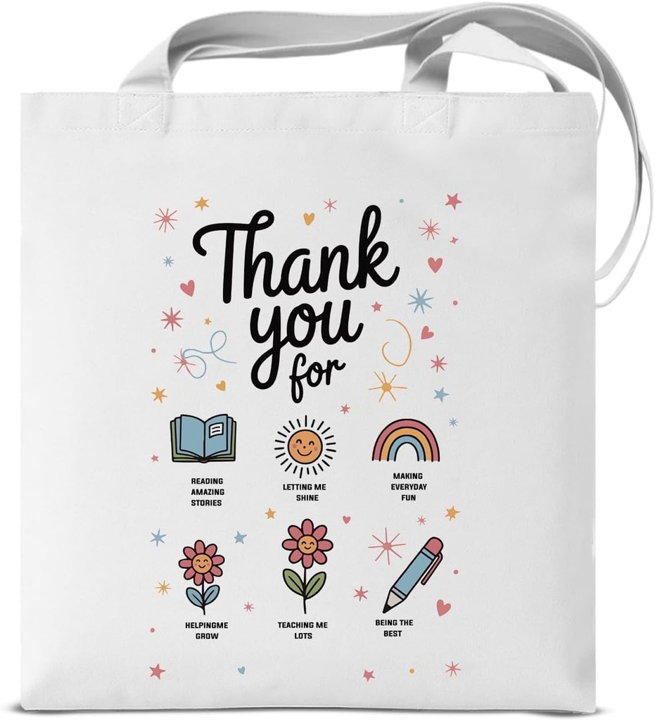 Teacher Appreciation Gifts Canvas Tote Bag for Women Reusable Grocery Shopping Shoulder Bag Thank You Gifts for Nursery Teachers