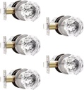 Clear Glass Passage Door Knobs 5 Pack, Closet Crystal Closet Door Knobs Interior, Satin Nickel Door Knobs
