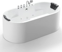 Empava 67" Freestanding Whirlpool Bathtub with Hydromassage Adjustable Water Jets Luxury Acrylic Massage SPA Soaking Bath Tub in White Double Ended