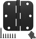 Door Hinges Matte Black - 3 Pack Black Door Hinges 3.5 Inch Rounded Interior Door Hinge with 5/8" Radius Corners - Black Hinges for Doors 3 1/2 Inches Flat Iron Residential Door Hardware