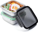 2 Pack 24oz Stainless Steel Sandwich Containers with Airtight Leak-Proof Lids, Reusable Metal Lunch Boxes for Meal Prep, Bento, Snack, Travel & Family, BPA-Free Dishwasher Safe (Green, Black)