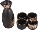 Japanese Sake Set 5PCS Traditional Sake Pot Cups Dishwasher Safe for Serving Rice Wine