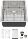 Logmey 17 Inch Bar Sink Undermount 17x19 Small Bar Sink Stainless Steel Kitchen Sinks 16 Gauge Handmade Bar Prep Sinks 17x19x9 Inches RV Single Bowl Sink