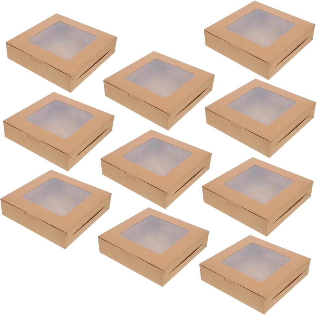 10pcs Kraft Paper Cake Boxes Window Cookie Boxes for Baking Cake Container for Event