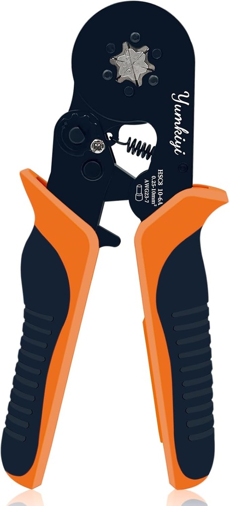 Ferrule Crimping Tool for Crimping AWG (23-7) Wire Terminals, Hexagonal Wire Crimper,Self-Adjustable Ratchet Ferrule Terminals Crimp Tool for Audio,Home Wiring,Car,DIY