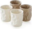 WENSHUO Crinkle Paper Shape Irregular Cup Set of 4, Reusable Ceramic Drinking Cups, 8oz
