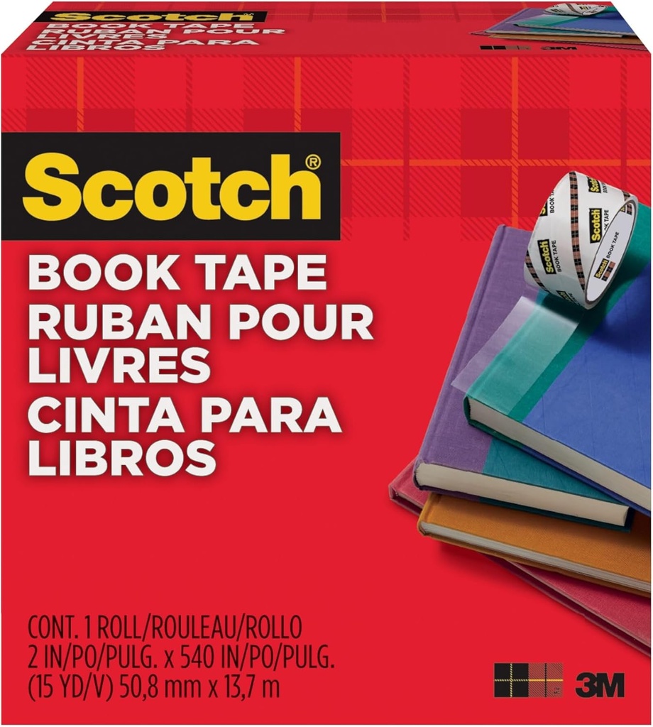 Scotch Book Tape, 2 in x 540 in, Excellent for Repairing, Reinforcing Protecting, and Covering (845)