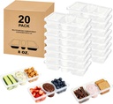 HI-REEKE 8 OZ New 3 Compartment Snack Containers, 20 Sets Bigger Reusable Clear Snack Packs Container with Lids