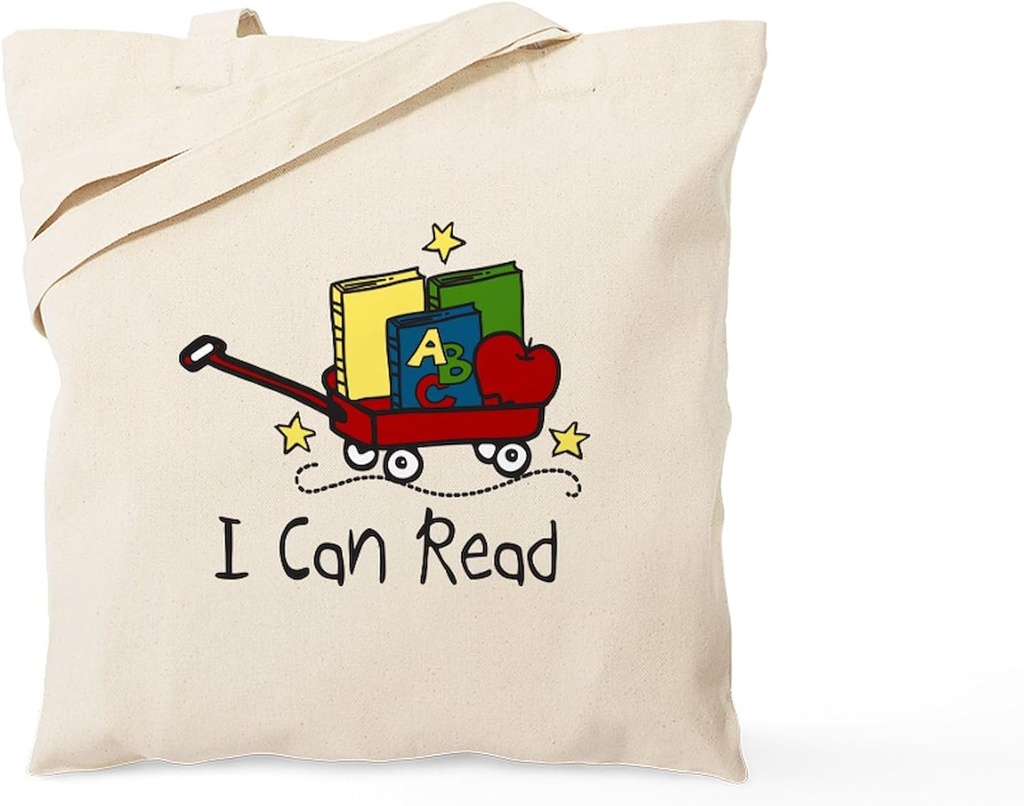 CafePress I Can Read Tote Bag Reusable Natural Beige Canvas Shopping Bag