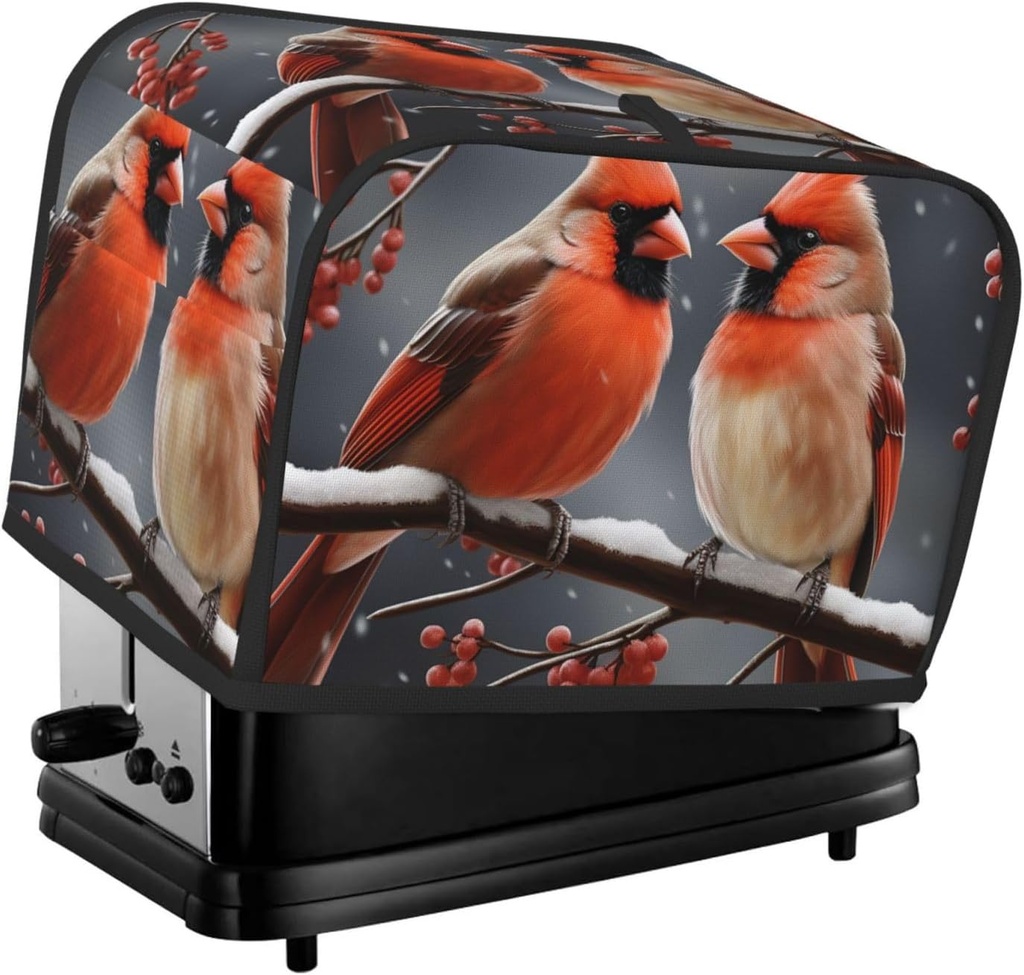 2 Slice Toaster Covers Quilted Bread Maker Cover Small Appliance Cover With Handle Cute Cardinal Birds Toasters Dust Cover For Home Table Kitchen Decor