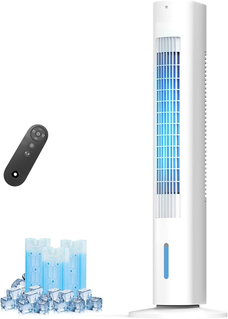 35 Inch Windowless Portable Air Conditioners, Evaporative Air Cooler, 2025 Upgraded Quiet Cooling Fan w/Remote Control