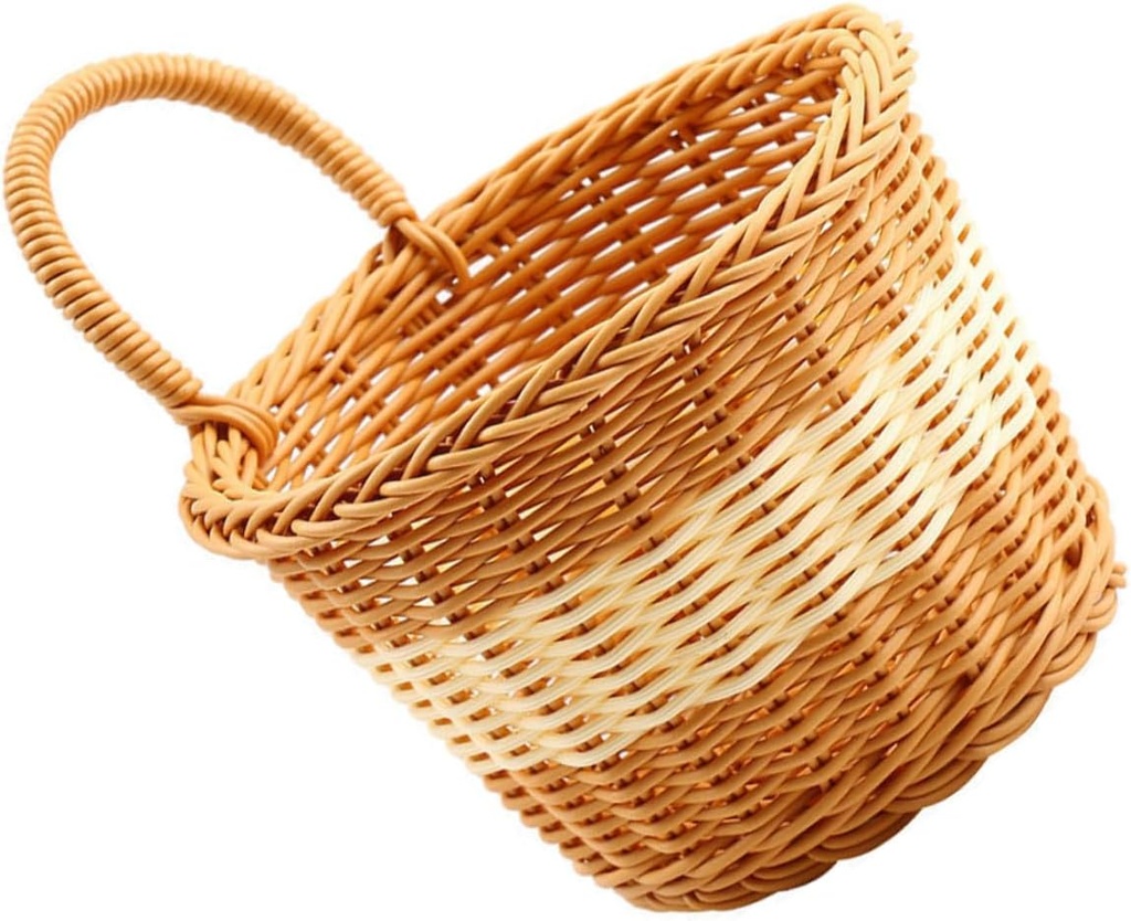 SECFOU Hanging Storage Basket for Kitchen and Home Wall-mounted Sundries Organizer Chic Pastoral Style Flower Basket Small Woven Design for Decor and Seasoning Storage