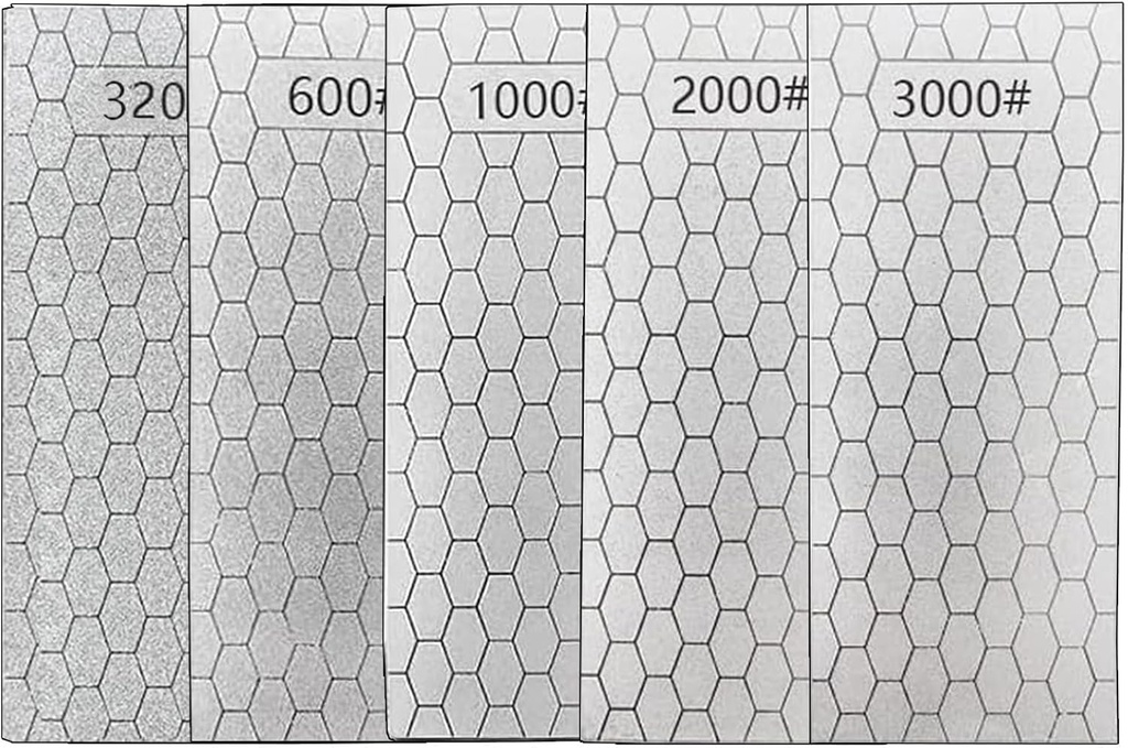 Diamond Sharpening Stone, 5 Pcs Knife Sharpening Stone for Kitchen Sharpening, Diamond Lapping Plate Coarse/Medium/Fine Grit Sharpener, 320/600/1000/2000/3000 Grit