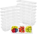 Homaisson 50 Pcs Meal Prep Containers, 20.3 oz, 3-Compartment Bento Boxes with Lids, Disposable Stackable Lunch Containers, Transparent Travel Lunch Boxes for Office, Picnic, Microwave Safe
