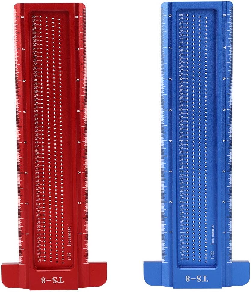 Aluminum Woodworking Measuring Tool T Square Hole Ruler Precision Scriber for Carpentry Hardware Red