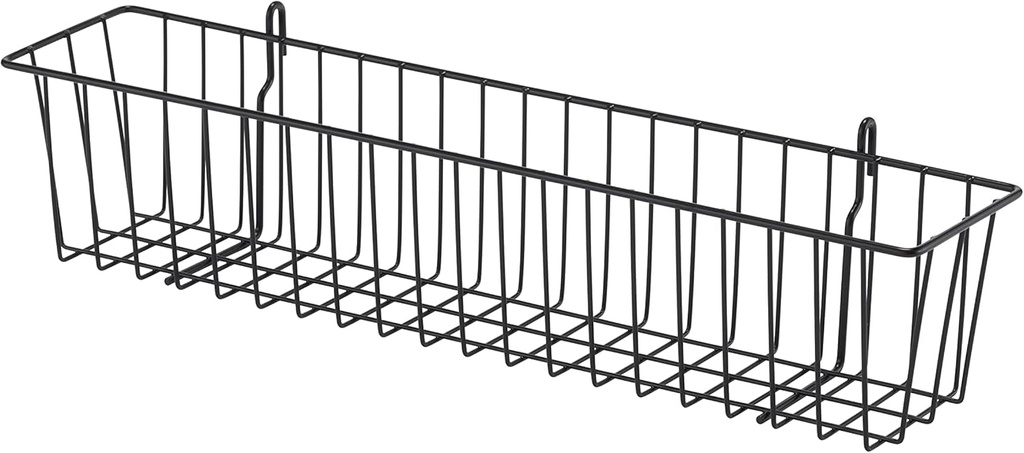 TRINITY 21-Inch Metal Hanging Basket to Use With Shelf Units and Storage Racks for Garage, Kitchen, and Closet Organization, NSF Certified, 20 Pound Capacity, Black, 2-Pack
