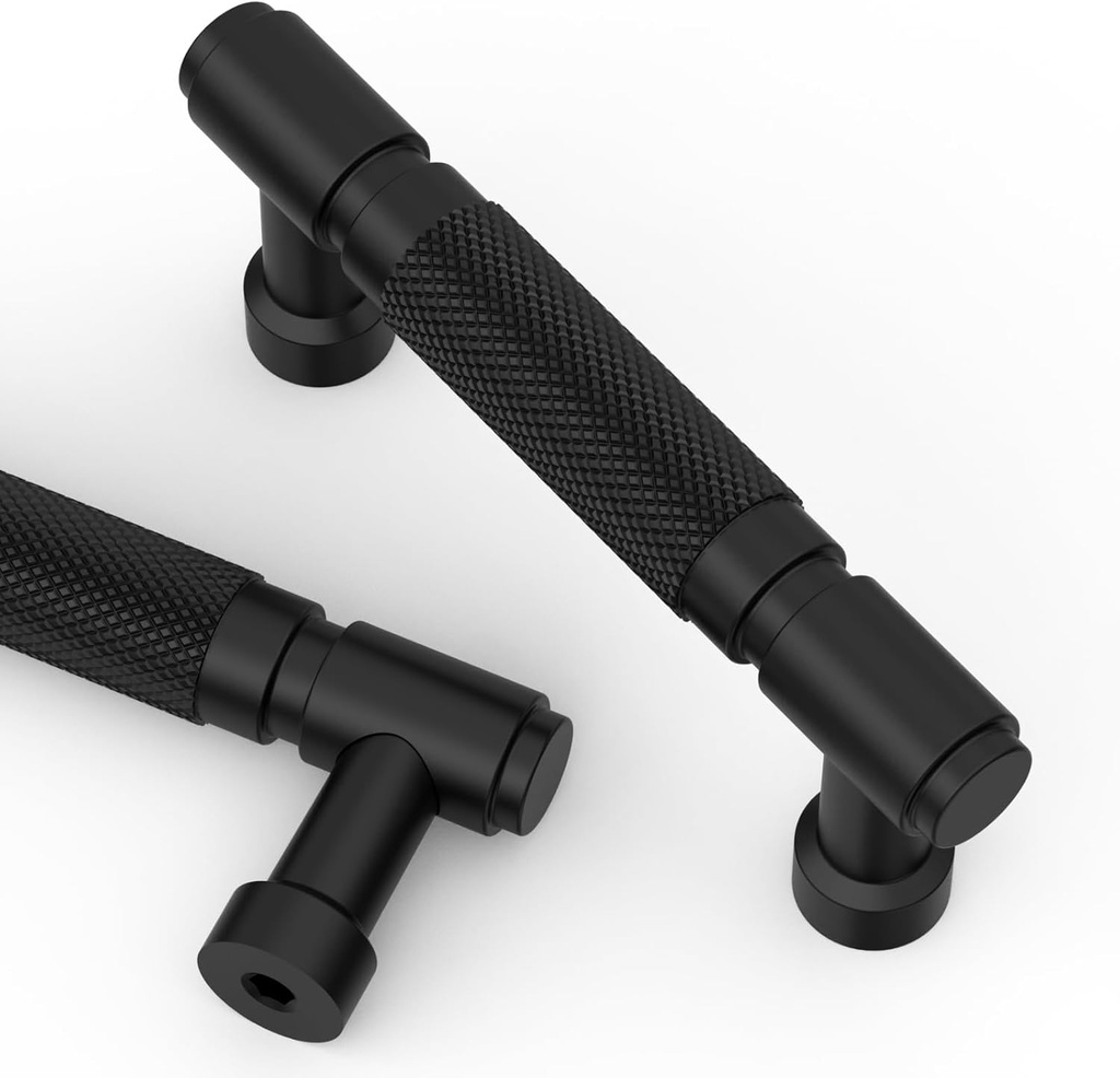Asidrama 10 Pack 3 Inch(76mm) Matte Black Cabinet Pulls Knurled Kitchen Cabinet Handles, Cabinet Pulls Kitchen Cabinet Hardware for Cupboard Drawer Pulls
