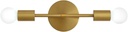 2-Light Modern Vanity Light, Gold Wall Lighting Mid Century Wall Lamp Mounted Sconce Brushed Brass Wall Sconce for Bedroom Mirror Living Room Entryway Hallway (1 Pack)
