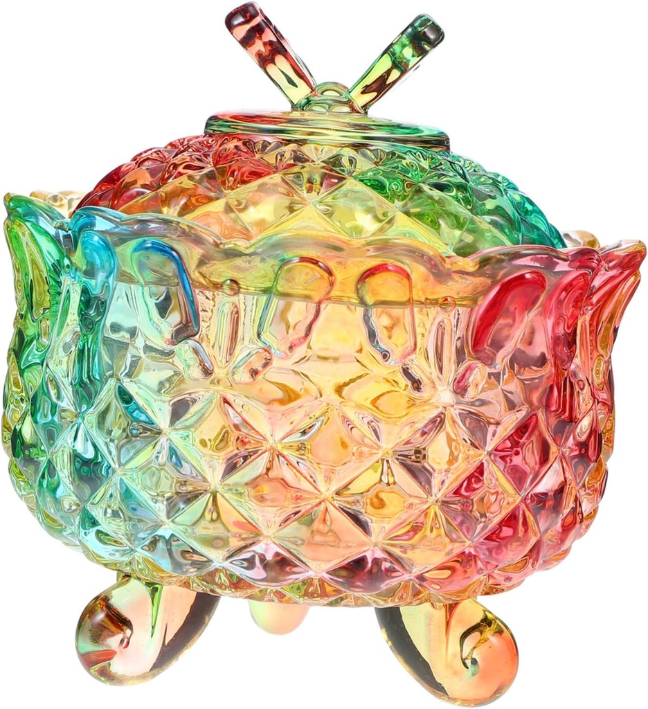 Unomor 1pc Cute Cookie Jar Glass Lid Airtight Decorative Container for Candy Snacks