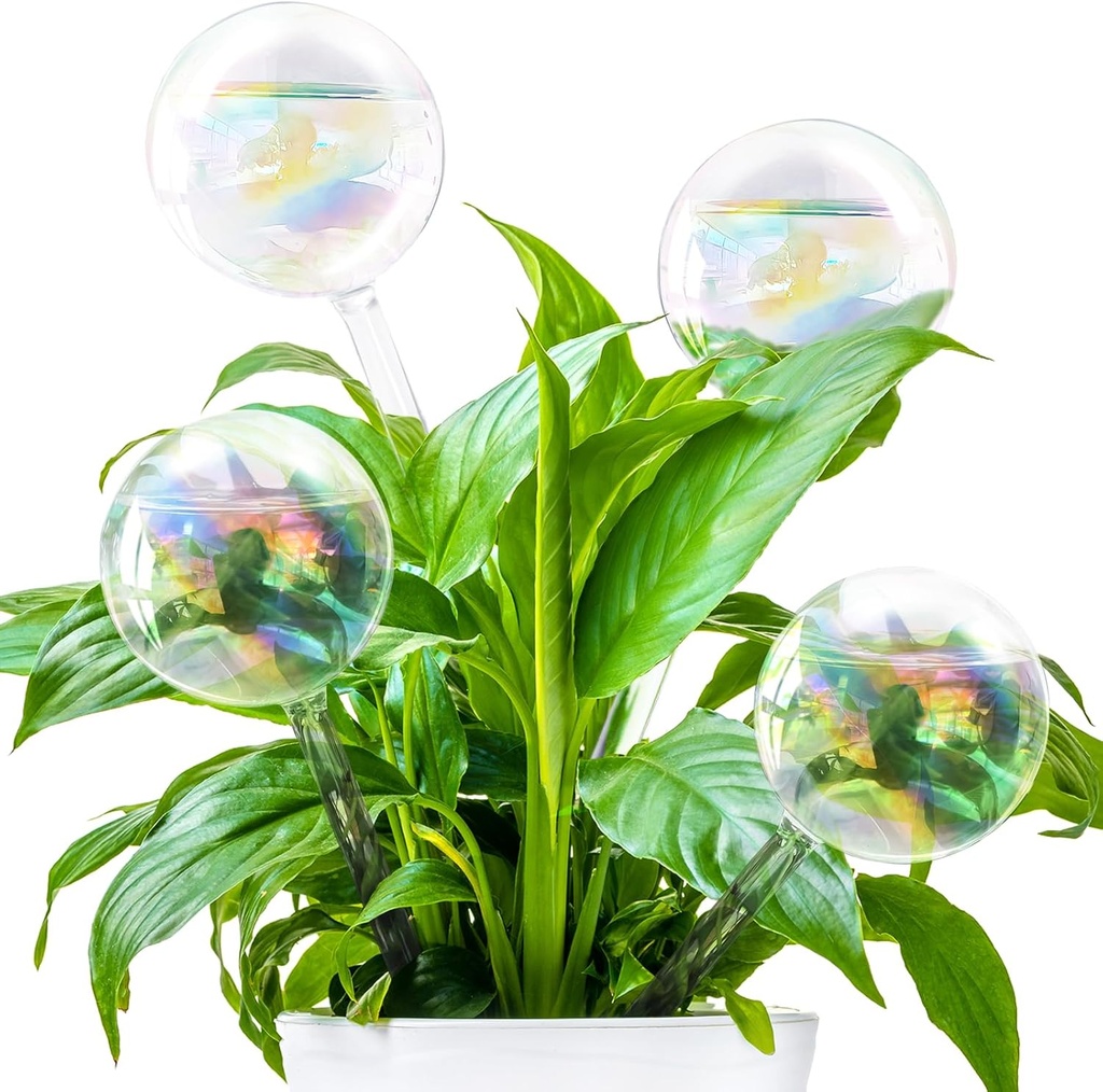 4 Pcs Plant Watering Globes,Rainbow Gradient Glass Watering Devices,Self Watering Planter Insert Plant Accessories for Indoor,Outdoor,Flowerpot,Hanging Plants,Home Garden,8.7" L×2.8" D